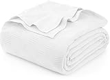 Utopia Bedding White 100% Cotton Blanket [Twin Size - 90x72 Inch] 350GSM Lightweight, Soft and Breathable Thermal Dorm Bed Blanket for All Seasons