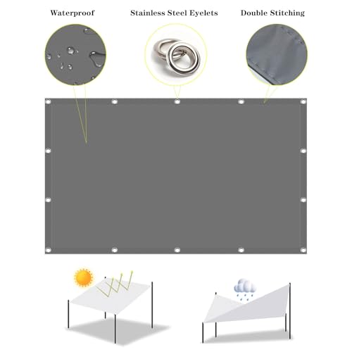Voile d'ombrage carré 180x180 cm gris clair résistant à l'eau - 4