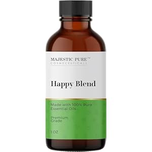Majestic Pure Happy Essential Oil Blend | 100% Pure Premium Grade Oil Blend for Positivity, Stress Relief | Grapefruit, Patchouli, Lemon Essential Oil for Diffusers & Aromatherapy | 1oz