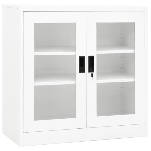 vidaXL Büroschrank Aktenschrank Metallschrank Universalschrank Stahlschrank Aufbewahrungsschrank Büromöbel Schrank Lagerschrank Weiß 90x40x90cm Stahl