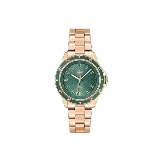 Lacoste Reloj Analógico de Cuarzo para Mujer Colección Santorini Collection con Correa en Acero Inoxidable PRODG, Verde (Green)