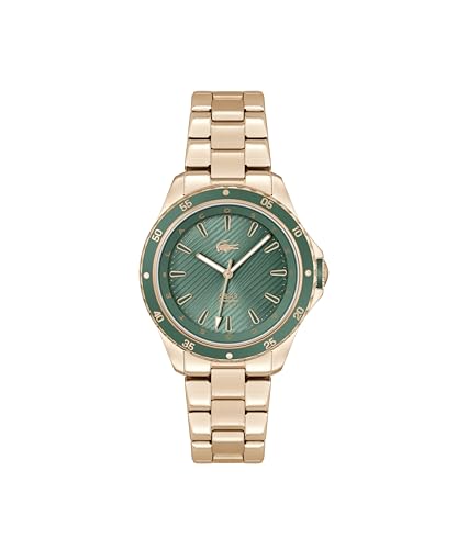 Lacoste Reloj Analógico de Cuarzo para Mujer Colección Santorini con Correa en Acero Inoxidable en Plata, Rosa o Negr