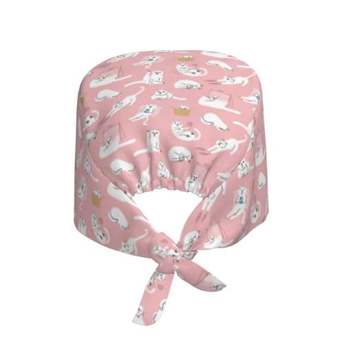 Image of Adjustable Working Cap Breathable Unisex Women Men Elastic Bandage Tie Back Hats Scrub Nursing Doctor Surgeon Cap