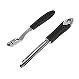 Jalapeno Pepper Corer & Zucchini/Cucumber Corer, Set of 2, Newness Stainless Steel Core Deseeder Kitchen Tool with Serrated Slice and Rubber Handle, Easy for Seed Remover or Slice off Vegetables tops
