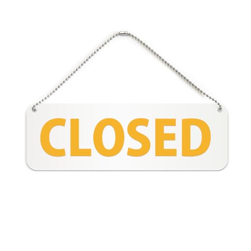 CLOSED 横長 プレート 看板/ボールチェーン・スタンド付き (アクリル板 プラ・標識 サイン・防水 耐水 屋外)(警告 防止 抑止 案内)クローズド 閉店 営業終了 休業 閉じる 飲食店 雑貨店 無人販売店 店舗 ショップ 施設 オフィス ドア 扉