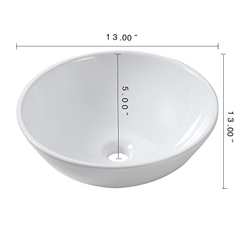 Lordear 13X13 Small Round Bowl Bathroom Vessel Sink Modern White Above Counter White Porcelain Ceramic Vessel Vanity Sink Art Basin #TOP6