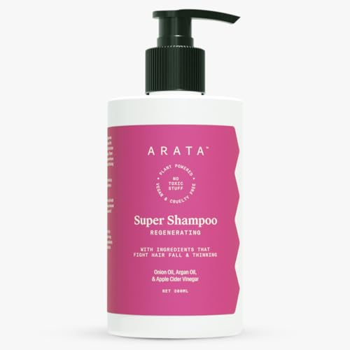ARATA Super Shampoo 300 ML | Reduces Hair Fall, Promotes Hair Growth | Sulphate, Paraben & SLS Free | With Argan Oil, Onion Oil, Bhringraj, Apple Cider Vinegar & Aloe Vera | For Men & Women