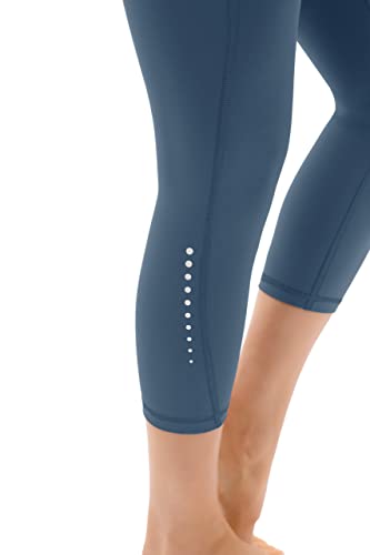 Afitne Capri Leggings For Women High Waisted Yoga Pants Workout Athletic Spandex Gym Womens Cropped Leggings With Pockets Blue M #TOP5