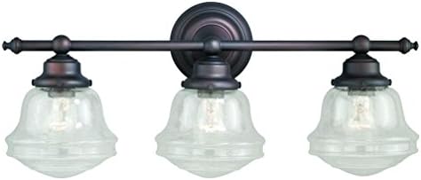 Oil Rubbed Bronze Huntley 3 Light Wall Sconce with Seedy Glass Shade