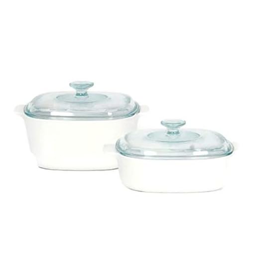 Corningware StoveTop Pyroceram Just White Casserole Sets (Four Piece)