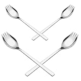 SUPVOX 4 Stück Salatbesteck Edelstahl Langstielige Sporks Salatgabeln Dessertlöffel Wiederverwendbar Campingbesteck für Picknick und Zuhause