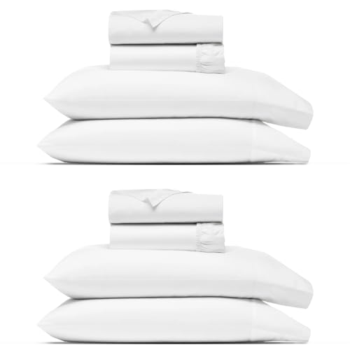 Image of THREAD SPREAD Egyptian Cotton Sheets King Size Pack of 2-1000 Series High Thread Count King Size Sheets Set (8 PC, White), 16 inch Snug Fit Deep Pocket, Sateen Weave Ultra-Soft Hotel Luxury Sheet Set