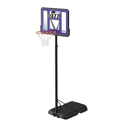 Image of Lifetime NBA Utah Jazz Portable Basketball Hoop, Adjustable Height 7.5-10 Ft, 44 Inch Shatterproof Fusion Backboard, Base with Wheels
