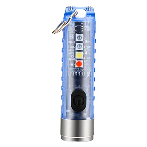 Milisten Porte-clés Lumineux Rechargeable Usb, Mini Lampe De Poche Led Bleue, Lumière Blanche Et Violette Réglable, Compacte Et Étanche, Pour Camping Et Usage Extérieur