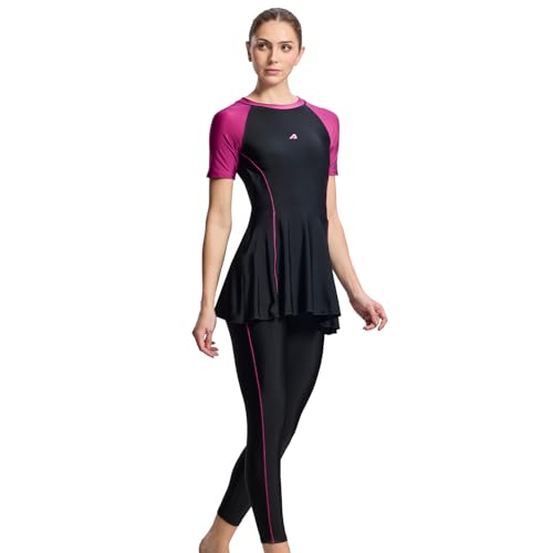 Image of Boldfit Swimming Suit for Women 2 Piece Swim Suit Set, Full Body Swimming Costume,Stretchable Fit Swimwear,Ladies Swimsuit for Women Polyspandex Swimming Dress