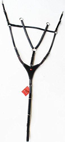 CHALLENGER Horse English Padded Leather Riding Tack Fancy Raised Stitching Black Breastplate 803931BKP