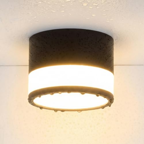 Temgin LED Aufbauspot Deckenspots Schwarz Aufputz Aufbaustrahler Ohne Bohren für Badezimmer, 12W IP65 Warmweiß Deckenaufbauleuchte Flach CRI82 Schlichtes Design Deckenleuchte 230V Flur Außenbereich