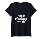 Mujer Camiseta divertida de Pitmaster retro con texto en inglés 'This Is My Grilling Camiseta Cuello V