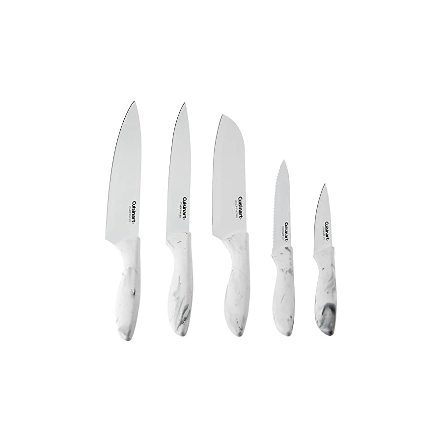 Cuisinart-C55-10PWM-Advantage-Ceramic-Coated-Faux-Knife-Set-10-PC-Marble Cuisinart C55-10PWM Ceramic Coated Knife Set with Blade Guard Sheaths (10- Piece Set) in Faux Marble