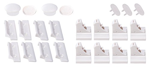 Baby-Proof Magnetic Cabinet Locks by Forstyle Safety - No Tools or Screws Needed - 8 Locks & 2 Keys + 3M Adhesive Tape & Free 3-Prong Plug Protector. Keep Your Baby Safe & Out of Cupboards & Drawers!