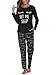 Reliwel Schlafanzug Damen Lang Baumwolle Pyjama Damen Rundhals Oberteil und Schlafanzughose Langarm Loungewear Sleepwear Hausanzug Nachtwäsche B#Schwarz, L