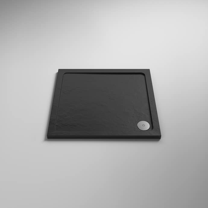 VeeBath 40mm Slate Grey Rectangle Shower Tray for Walk in Wet Room Enclosure Cubicle - 1000 x 1000mm โ image 1