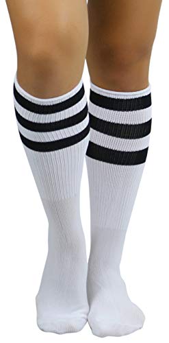 Image of ToBeInStyle Women's Premium Below Knee Athletic Socks w /Contrasting Wide Stripes