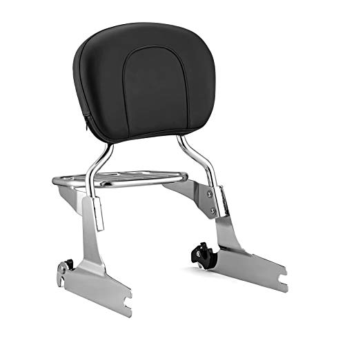 Mofun Passenger Backrest Sissy Bar And Luggage Rack Fit 200Mm Fender (Large Pad) Chrome Standard Height Compatible With 2006-2017 Harley Softail Flstf Fxstb Fxst Etc #TOP5