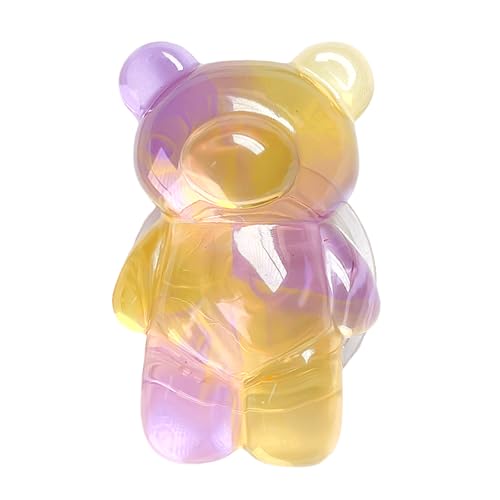 3D Gummy Bear Phone Grip – Cute Dual-Color Expandable & Collapsible Smartphone Grip for Secure One-Handed Use, Cell Phone Accessory (Yellow Purple)