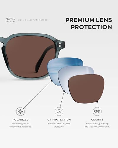 WMP Eyewear - Men's Polarized Square Sunglasses, Wide Fit: Modern Retro Style with Unique Color Combos4