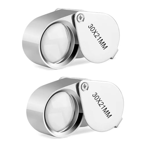 UYVPAER 2 Piezas Lupa Joyero, 30X Lupa De Bolsillo, Lupa De Aumento De Cristal Joyería Antigüedades Lente Ocular, Lupa Botánica 30X, Lupa Relojera, Lupa Joyero Profesional, Jewlers Lupa