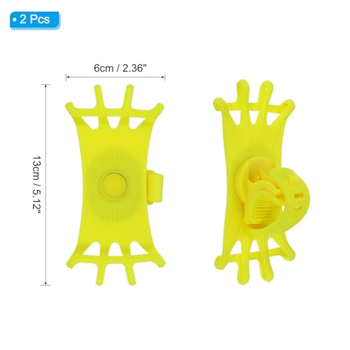 Image of PATIKIL 2Pcs Bike Phone Mount, 360 Rotation Silicone Motorcycle Phone Holder for 3 inch- 6.5 inch Phones Adjustable Phone Mount for Motorcycle Bicycle Electric Scooter, Yellow