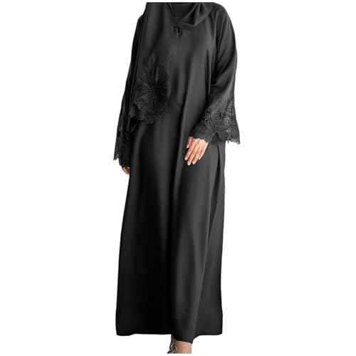 Vhersily Vestidos Musulmanes De Las Mujeres De Manga Larga Abaya Caftán Loose Floral Musulmán Con Hijab Vestido Islámico Ramadán Largo Oración Africana Robe Turca Dubai Disfraces de Princesa Boda