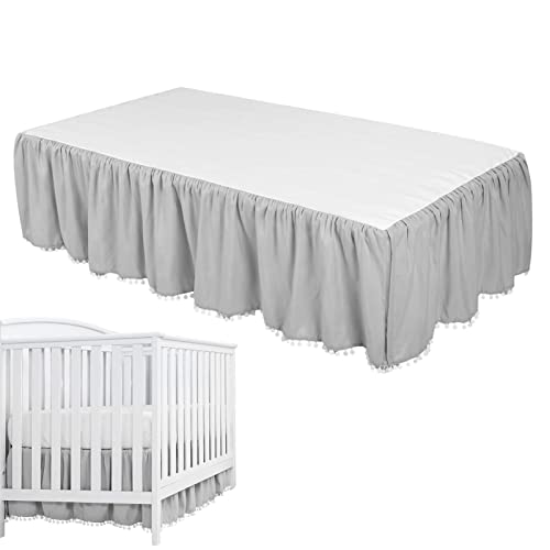 Lit pour bébé : jupe de lit en microfibre avec pompons 28"x 52" - 2