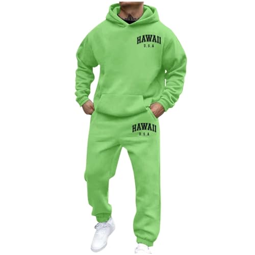 Completo autunnale attivo da uomo con cappuccio grafico comodo 2025 Set tuta con cappuccio Set felpa e pantaloni della tuta Set Plus Size Uscire Joggers Trendy Workout Track Suits Cozy, Verde, 3XL
