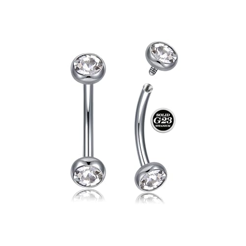 AVYRING 16G Titan Curved Barbell Piercing Bauchnabelpiercing Augenbrauenpiercing Bridge Rook Ohr 1,2 mm Schmuck, Vertikales Labret Lippenpiercing für Damen Herren 6mm
