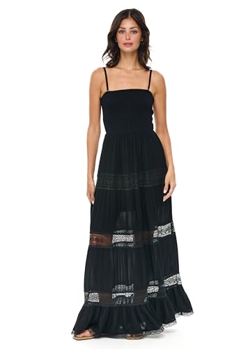 Summer Dresses for Women Smocked Bandeau Holiday Dress with Soft Lining & Crochet Trim