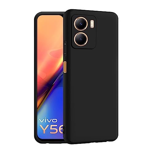 CEDO Vivo T2X / Y56 / Y16 (4G) Back Cover | Camera Bump Protection & Inner Velvet Fabric Lining | Ultra Slim Matte Soft Rubberised Case Cover (Black)- Best and cheap mobile covers in India