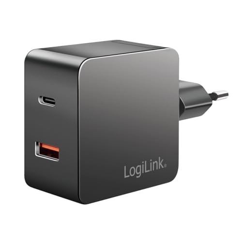 Cargador para viajar con portátil y móvil con dos puertos USB LogiLink