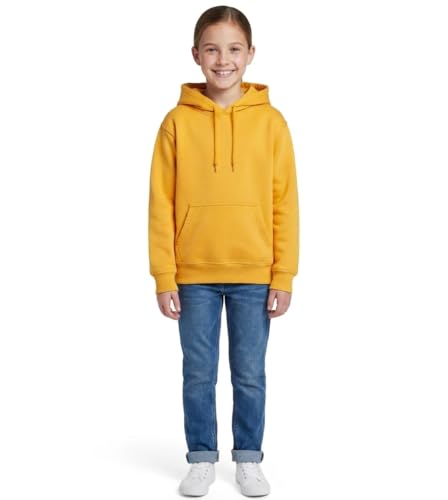 Image of Girl's Cotton Neck Hooded Regular Fit Sweatshirt (CTGLHD 023 Mustard1 13-14 Years)