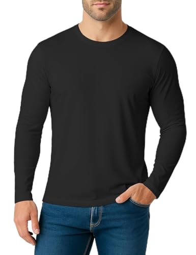 Long Sleeve Rash Guard for Men: Mens Dri Fit Sun Protection Fishing Tee SPF Shirts UPF 50+ Uv Cooling Moisture Wicking Thermal Quick Dry Men's t Shirt for Work Swim Workout Running Gym Athletic Black