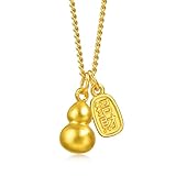 CHOW SANG SANG 999.9 24K Solid Gold Cultural Blessing Auspicious Fortune Tag & Gourd Charms Necklace for Women 47cm 95897N Price-by-Weight 4.86g Gold