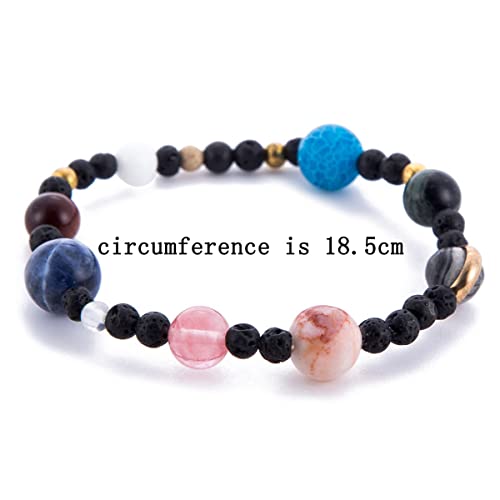 Image of COLORFUL BLING Natural Stone Beads Solar System Bracelet Universe Galaxy The Eight Planets Guardian Star Bracelet Jewelry Healing Yoga Chakra Gifts for Women