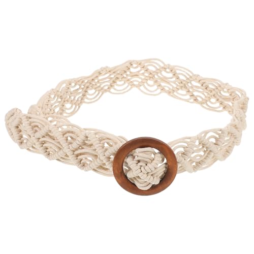 LUOZZY 2pcs Bohemian Braided Waist Belt with Wooden Buckle for Women Ethnic Fashion Accessory2
