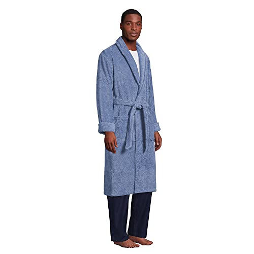 Lands' End Mens Calf Length Terry Robe Iceland Blue Regular X-Large #TOP2