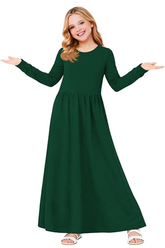 Image of Deerose Girls Maxi Dress Short Sleeve Casual Long Dresses with Pockets 5-14 Years