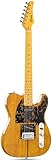 MUSILY TL Style Solid Body Electric Guitar with Mahogany Body, Maple Fingerboard and Bone Nut, for Beginner to Professional Players, Right Handed, Natural Gloss Surface