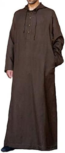 رجل قفطان طويل تتصدر وتتصدر وتتصدر ثوب قفطان ثوب قفطان (اللون: بني ، المقاس: XL)