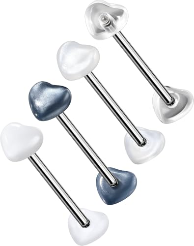 OUFER Body Piercing 4pcs Tongue Bars Titanium Tongue Piercing Jew...