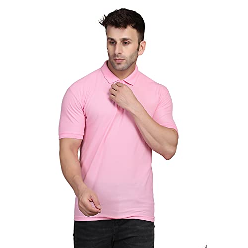 Image of INKKR Men's Combo Polo Neck Polycotton Solid T-Shirt (Pack of 2) Red-Pink